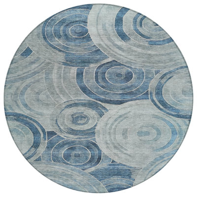 Machine Washable Indoor/Outdoor Xhevrie Blue Rug