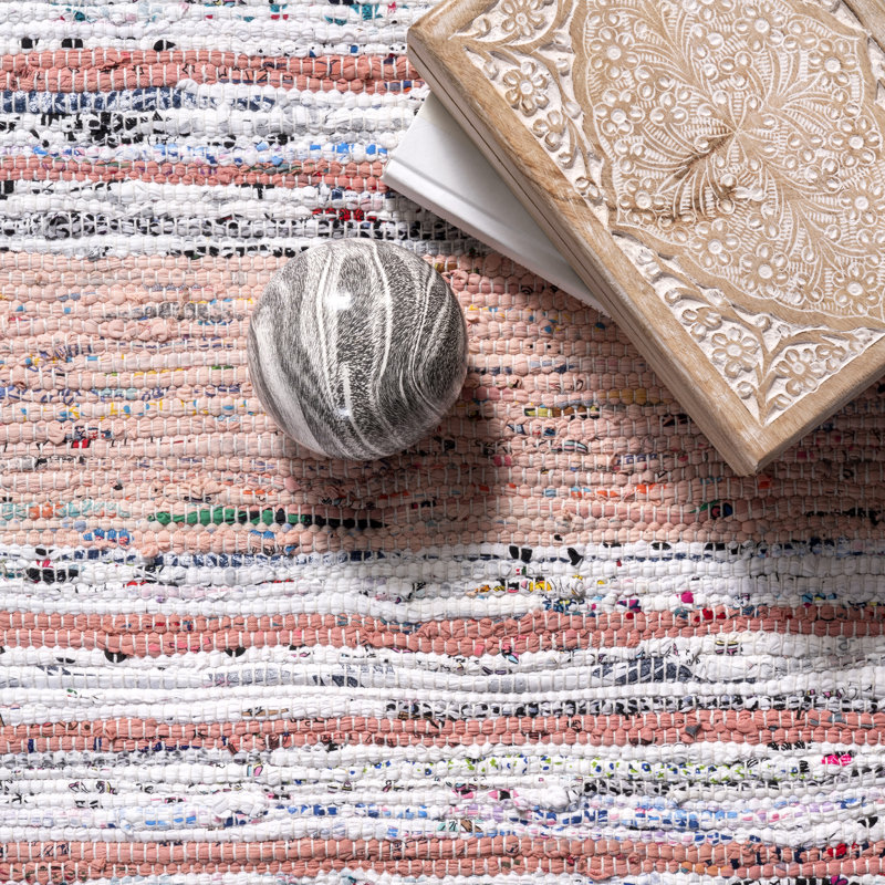 Cotton Striped Indoor Rug, Runner 2' x 6'