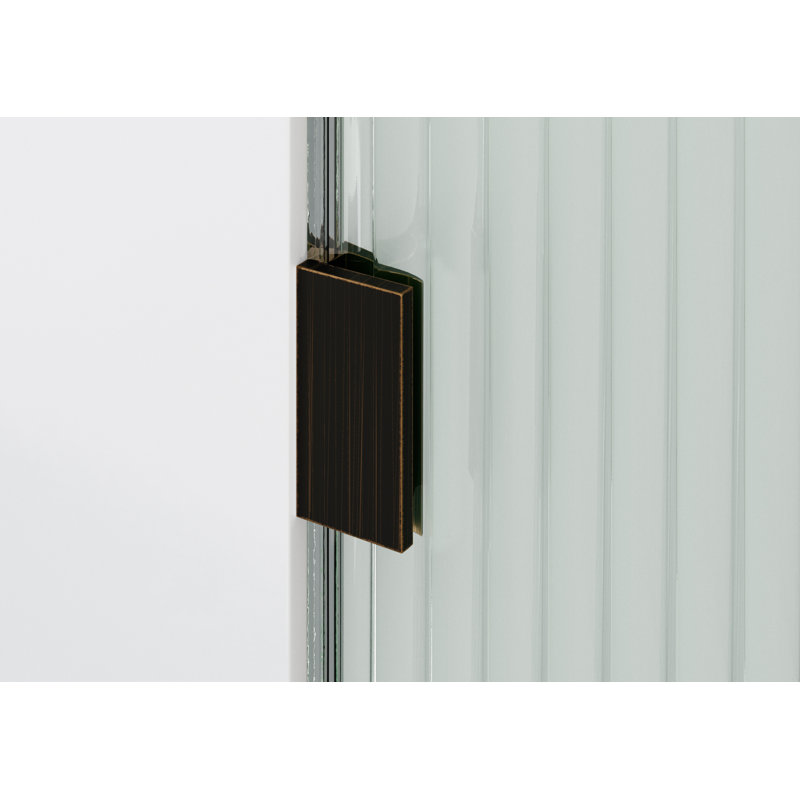 Aurora 34 in. x 58.25 in. Frameless Fluted Radius Single Fixed Bath Panel, Left Hand, Satin Brass, null