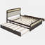 Grand lit plateforme en bois avec lit gigogne et 2 tiroirs, espresso