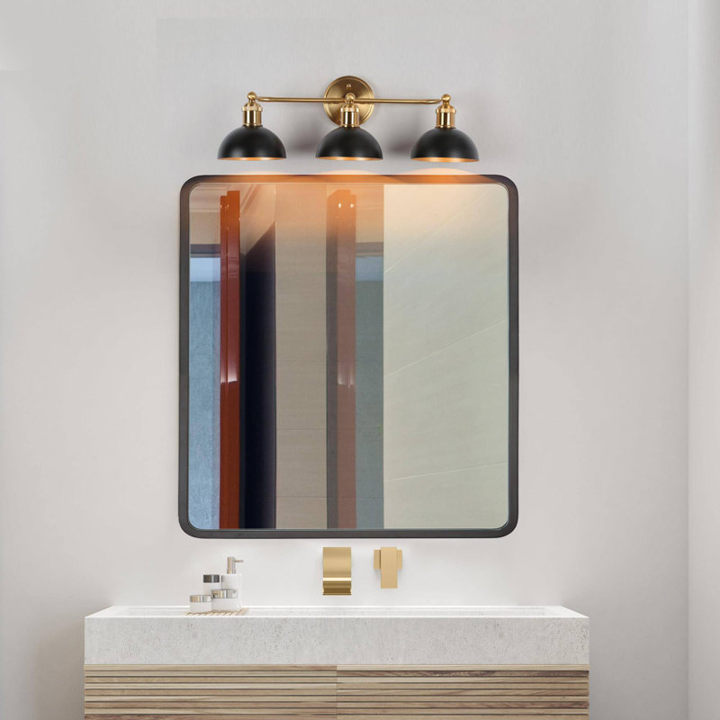Mantasha 3-Light Dimmable Modern Black/Brass Vanity Light, Black/Gold