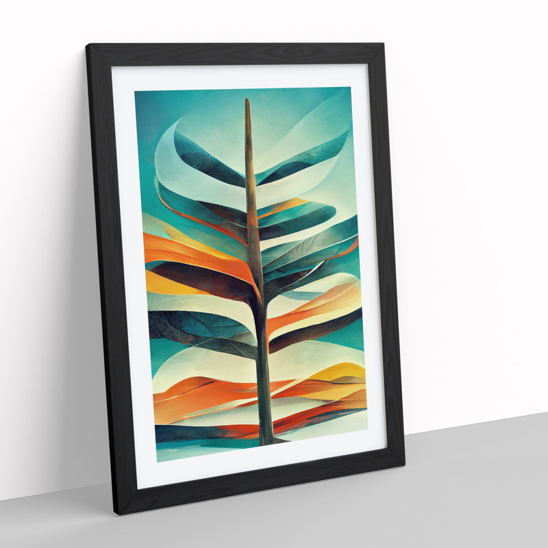 Tree Abstract Art No.3 - Wall Art, 66cm H x 48cm W, Black Framed, White
