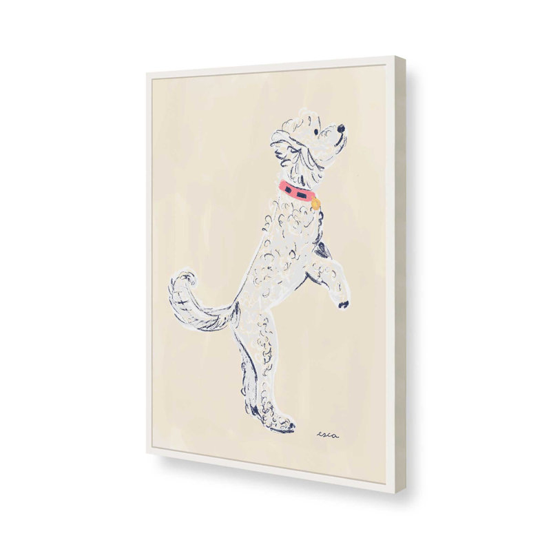 White Poodle By Esca Watercolors Canvas Art Print, 16" H x 12" W, White