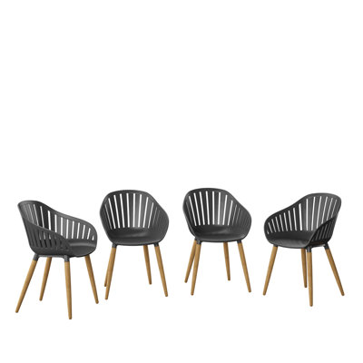 Alyisa Teak Wood Premium All-Weather Wicker Outdoor Stacking Dining Armchair