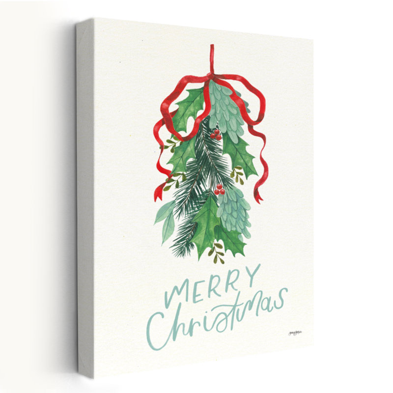 Holly and Pine V - Berries Bows Christmas - art vert, H 24 po x l 16 po