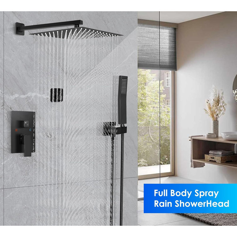 Matte Black Stainless Steel Multi-Head Rain Shower System