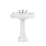 Fitzgerald 28.75" Tall White Fireclay Rectangular Pedestal Bathroom Sink with Overflow