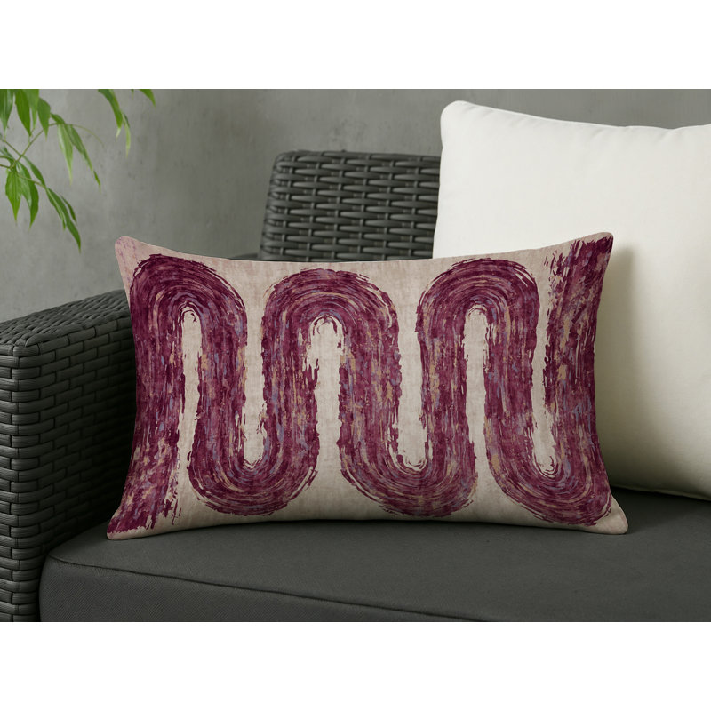 Coussin décoratif intérieur et extérieur Modern, Rouge abstrait 3, Rectangle H 14 po x l 20 po