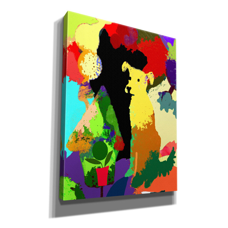 Latitude Run® «Chien avec fond abstrait» par Holly Mcgee, H 16 po x l 12 po x P 0,75 po