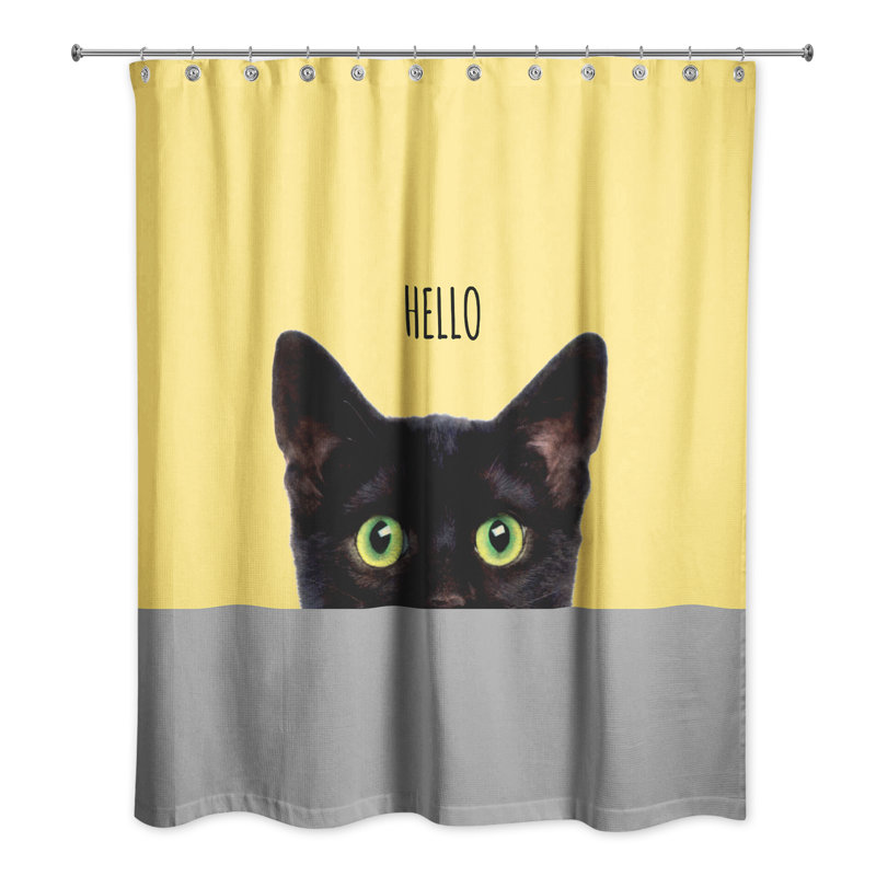 Rideau de douche simple Cats Collection, Jaune / Gris