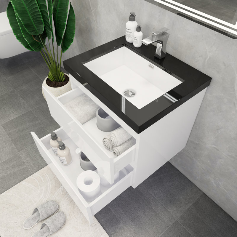 Ensemble de meuble-lavabo simple 24 po McConnico, Blanc lustré