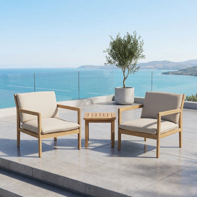 Ensemble de fauteuils club d'extérieur en bois d'acacia 2 pièces Modern