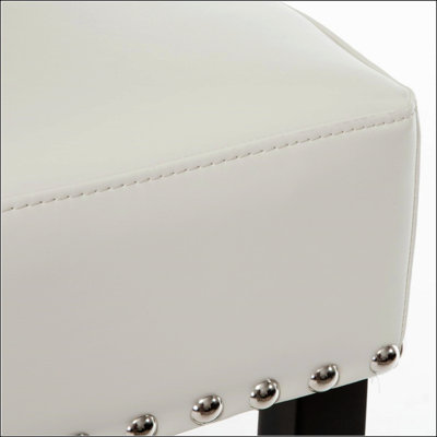 30-Inch Backless Ivory Leather Counter Stool
