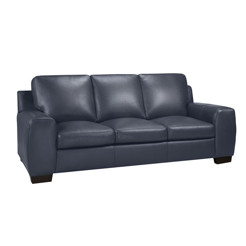 Causeuse Lynsey, Cuir bleu marine, H 36 po x l 86 po x P 37 po