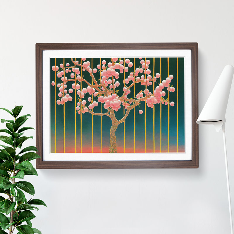 XH1022-8664X Super Plum Blossom Tree - Single Picture Frame Print, 25cm H x 34cm W x 2cm D, Walnut