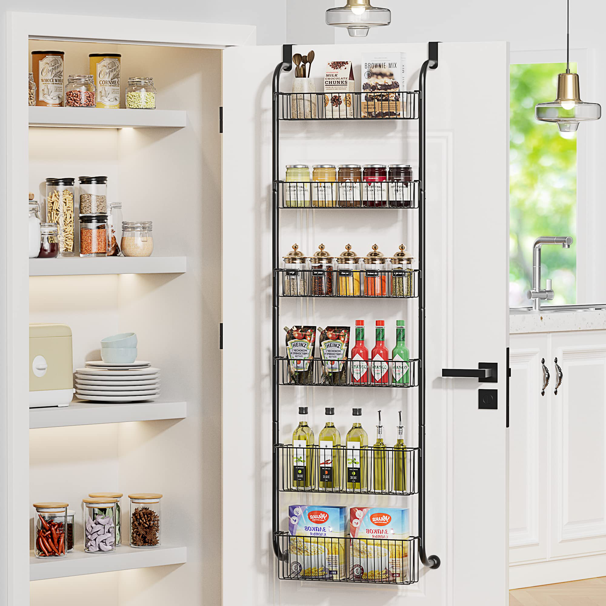 Rebrilliant 8 Tier Metal Cabinet Door Organizer, Closet Seasoning