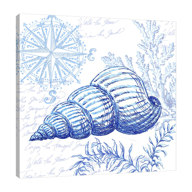 Coastal S Croquis: Coquillage - reproduction d'art sur toile tendue, H 12 po x l 12 po x P 1,5 po