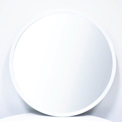 Willetton Minimalist White Round Bathroom Mirror