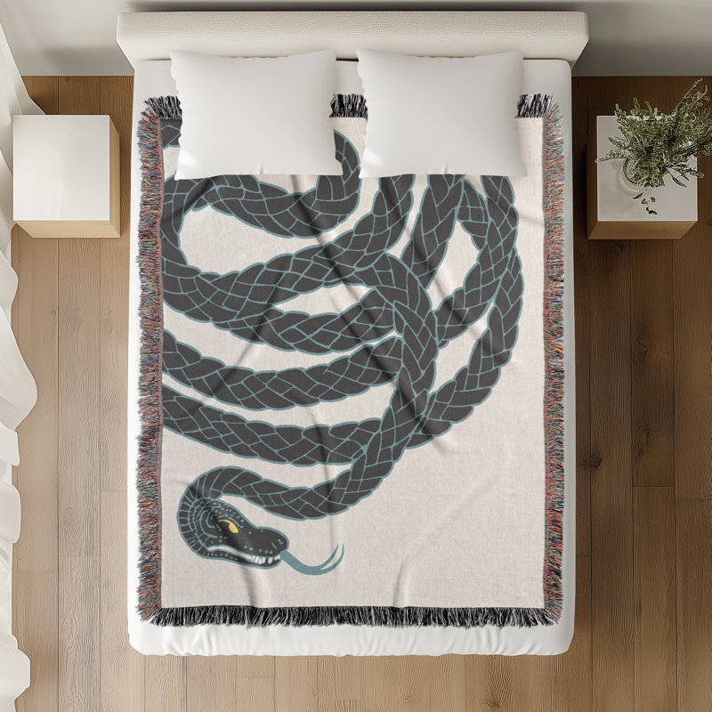 Jeté en mélange de coton Spiga Snake, Gris, L 70 po x l 50 po