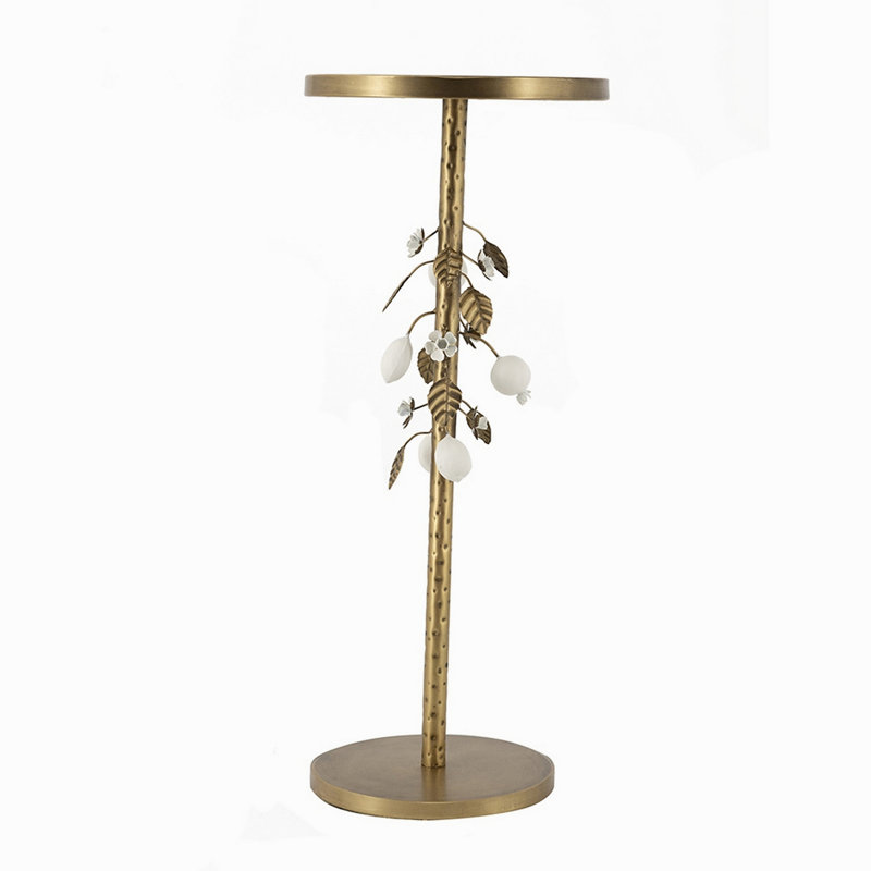 D12x28.5" Round Iron Side Table