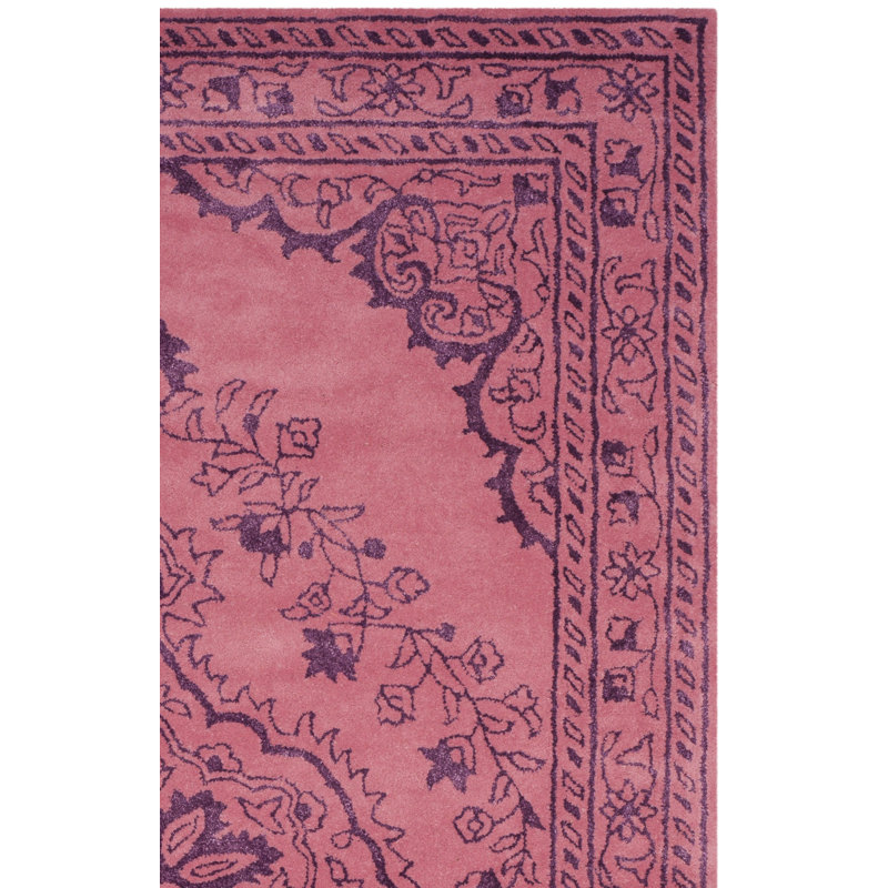 Samaniego Hand Tufted Viscose/Wool Oriental Rug in Pink, Square 6'