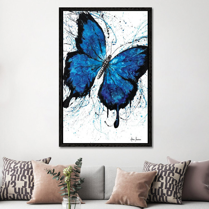 Beach Butterfly by Ashvin Harrison - Print on Canvas, 152.5 cm H x 101.5 cm W, Black Framed