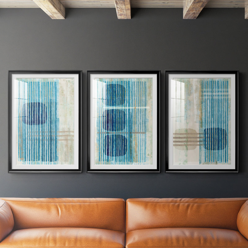 «Blue Blue Horizon I», reproduction encadrée de qualité supérieure - prête à être accrochée, Cadre noir