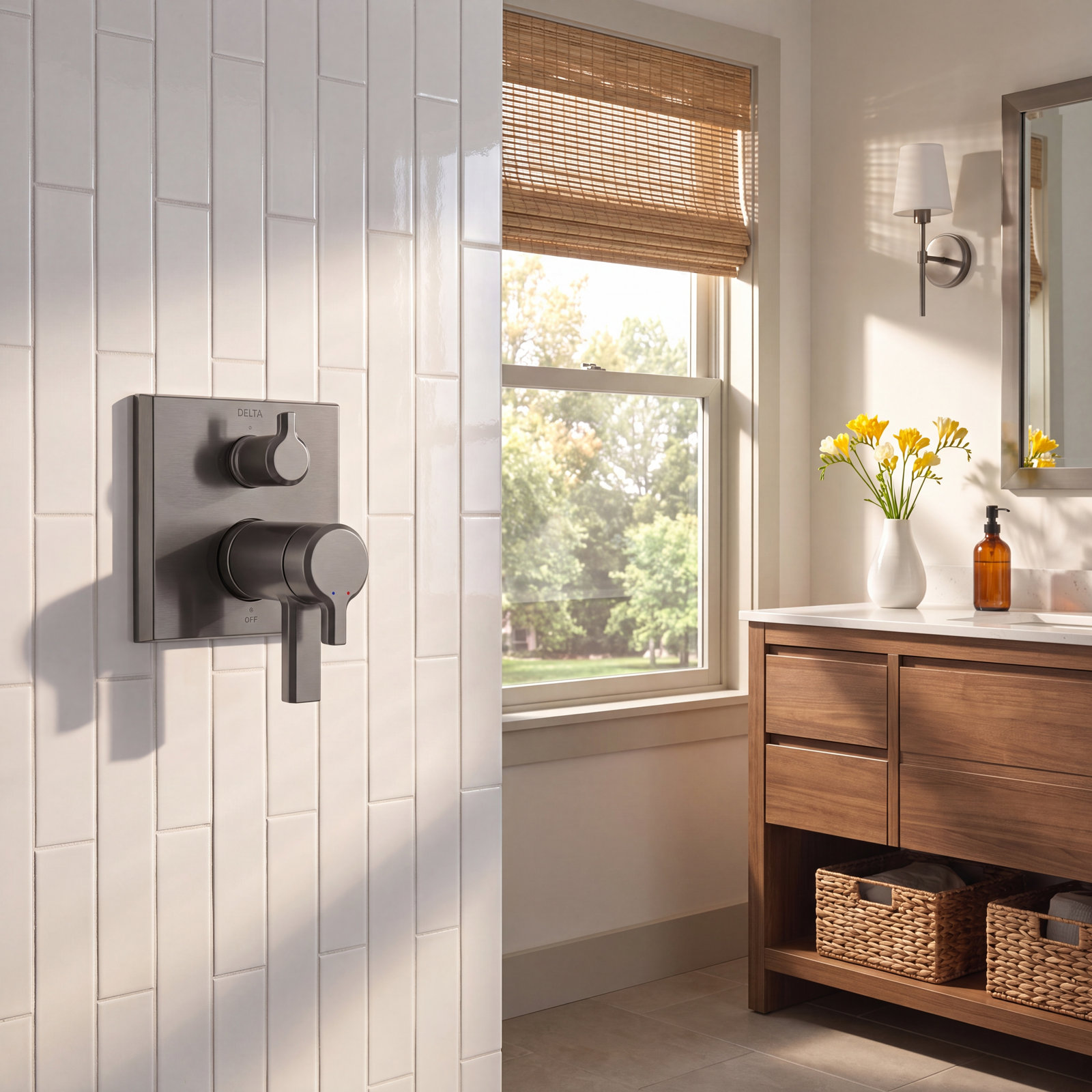 Pivotal Tempassure Valve Trim with Diverter, Lumicoat Black Stainless