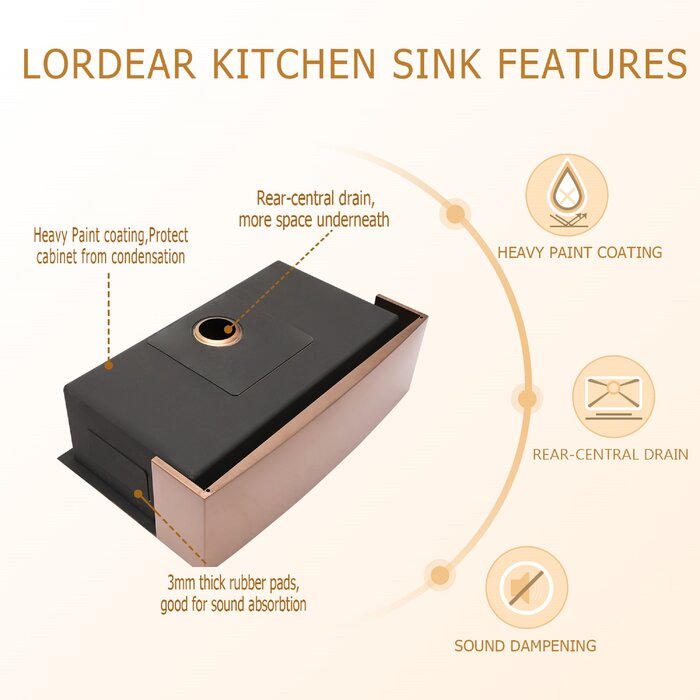 Lordear Single Bowl Stainless Steel Kitchen Sink & Reviews | Wayfair