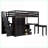 Full Size Pinewood &amp; MDF Multifunctional Loft Bed with Stairs Desk Storage Espresso – No Box Spring for Teens-876540714