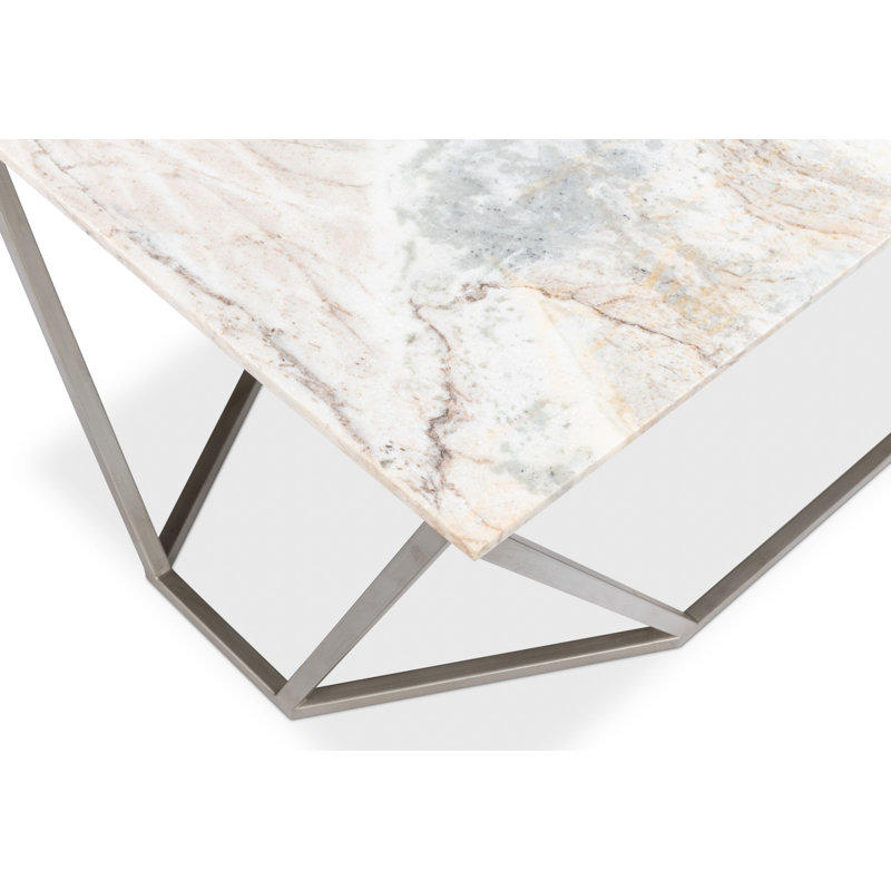Rectangular Black Marble and Metal Coffee Table