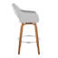 Tabouret de bar à hauteur fixe avec pivot en bois et tissu avec repose-pieds en métal chromé - ensemble de 2-125535798
