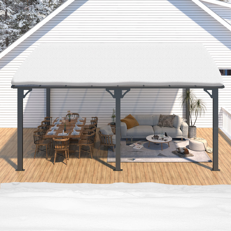 Mandalc Pergola with Canopy, Black, 487.68cm x 365.76cm