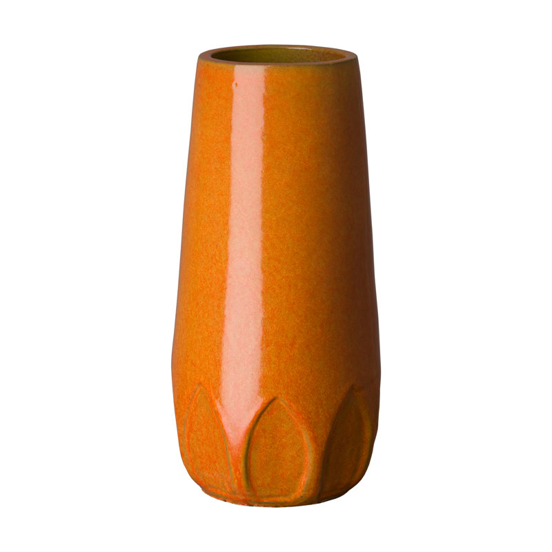 Vase de table Ayatt, H 18 po x l 8,5 po x P 8,5 po, Orange vif