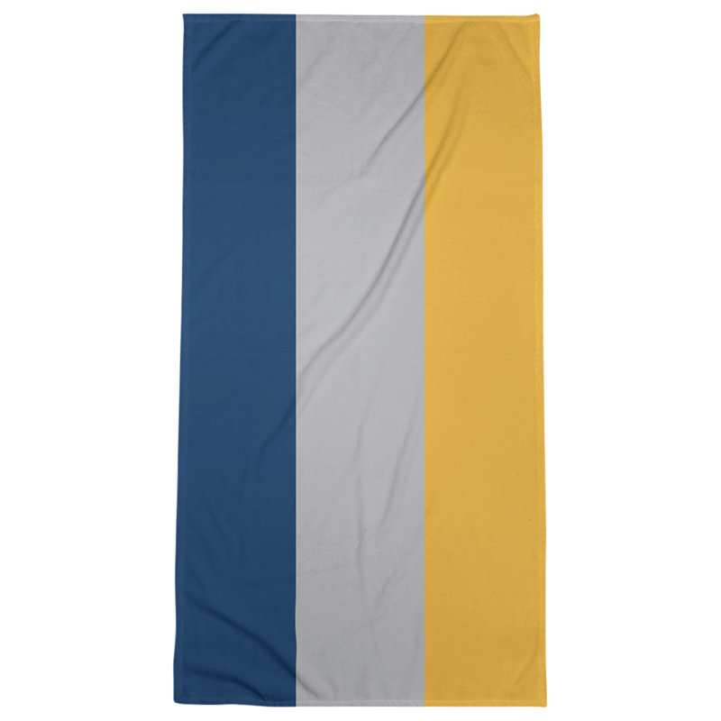 Cotton Blend Lightweight Bath Towel, Navy Blue/Cool Gray/Gold