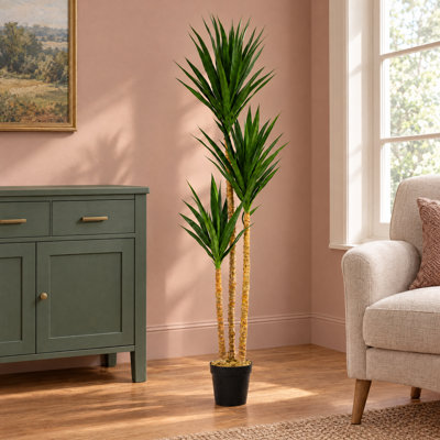 170 cm H Faux Palm and evergreen Plant in Plastic Pot Liner