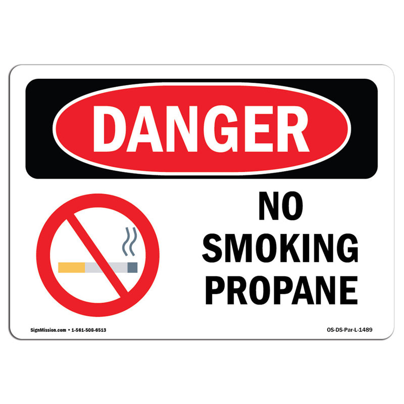 Plaque en aluminium au propane interdite à fumer 12 x 18, H 12 po x l 18 po x P 0,1 po