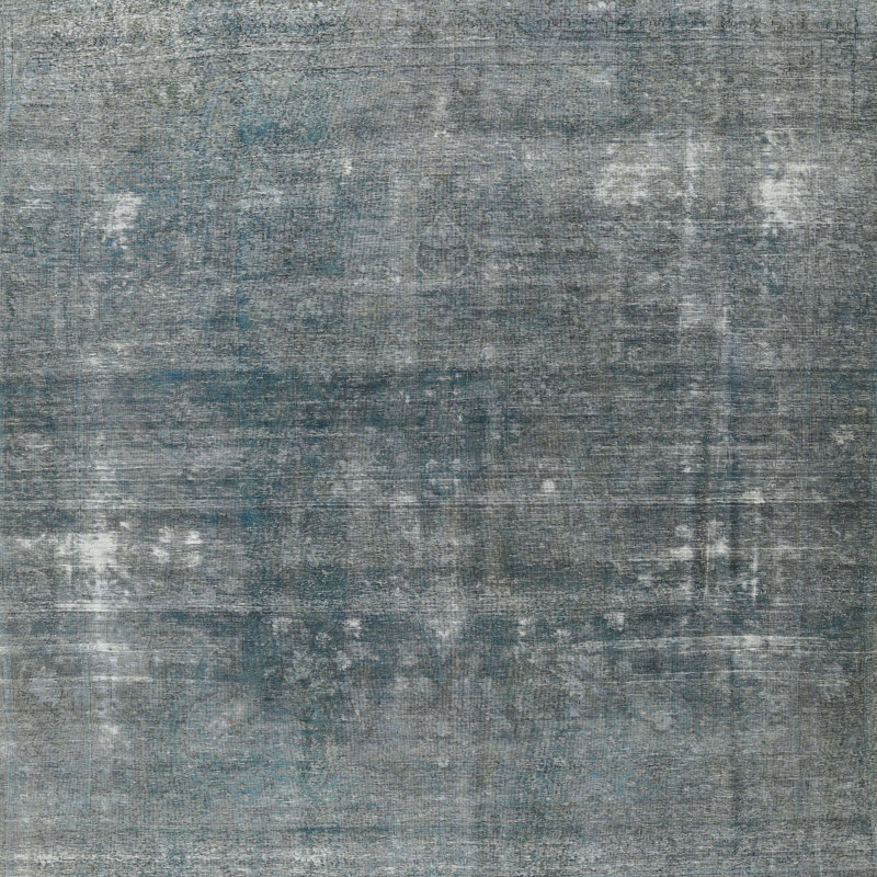 Tapis décoratif gris en laine à motif oriental Shults, Carré 7 pi