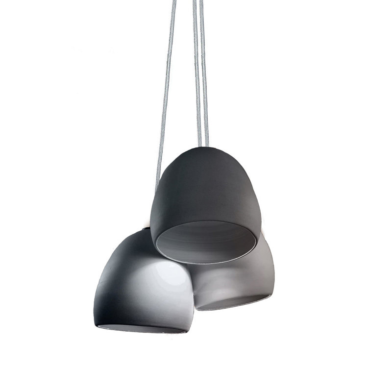 Luminaire suspendu à 3 lumières, Pas d'ampoule, H 28 po, Nickel