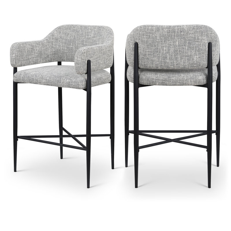 Sylas Fabric Counter Stool, Grey Polyester Fabric