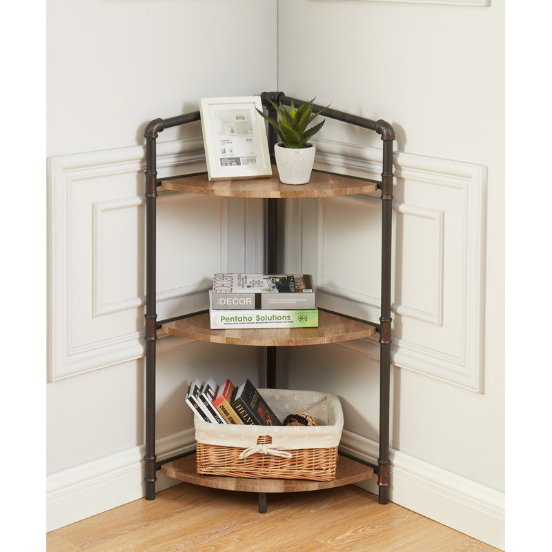 57.78cm W Steel Corner Bookcase, (3 Tier) 93cm H x 57.78cm W x 38.73cm D