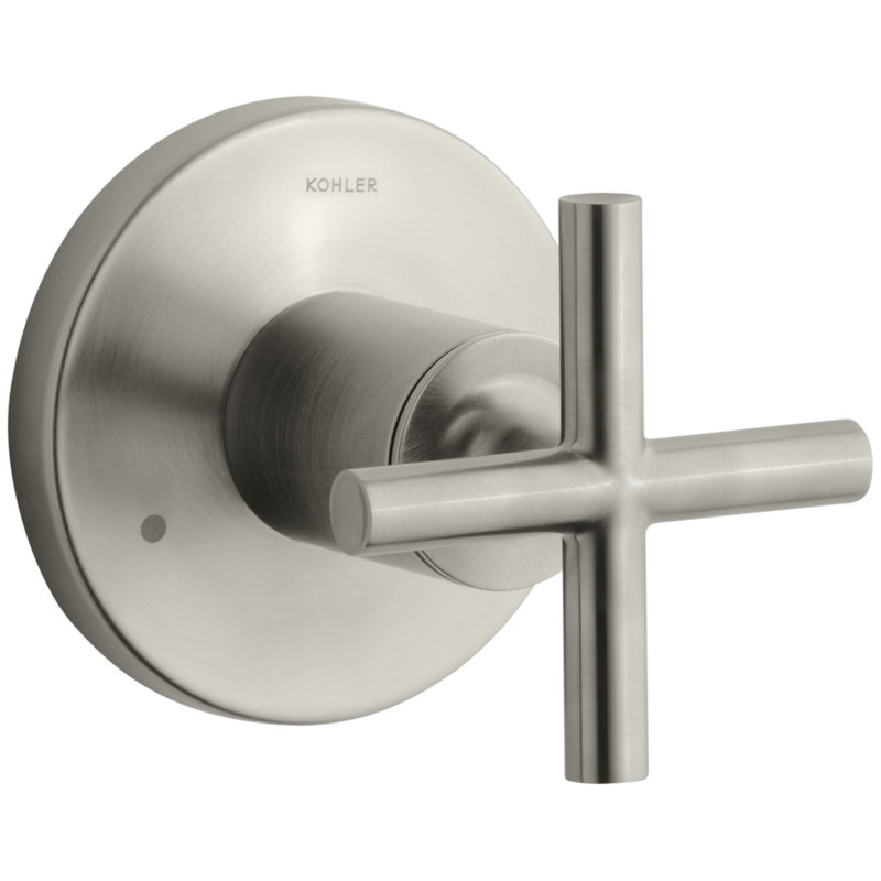 Garniture de robinet avec poignée en croix pour soupape de transfert Purist, nécessite une soupape, Nickel brossé éclatant