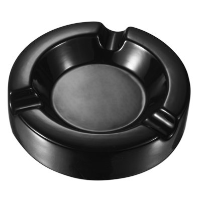 Visol Beatrix Black Circular Ceramic Cigar Ashtray – 3 Cigar Rests, Deep Basin