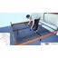 Scalloped Platform Bed Frame with Upholstered Headboard, Walnut Finish-1480487265