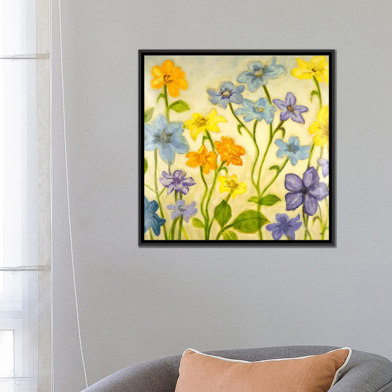 «Bloom I», reproduction sur toile, H 18 po x l 18 po x P 1,5 po, Toile encadrée noire, Pas de tapis