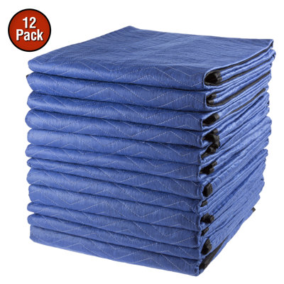 Stalwart 80x73-Inch Moving Blankets - Dual-layer Padded Blankets - Oversized Quilts for Storage, Shipping, and Sound Deadening