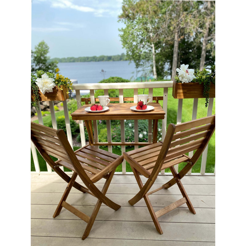 Set of 2 Golden Teak Acacia Wood Folding Patio Chairs