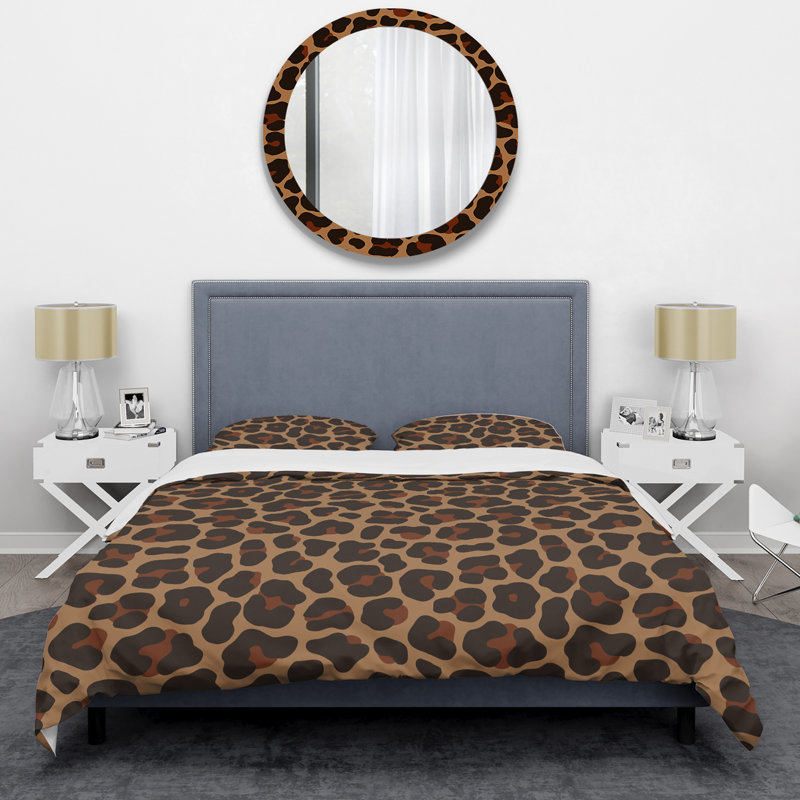 Ensemble de housse de couette en microfibre brun / beige 3 pièces