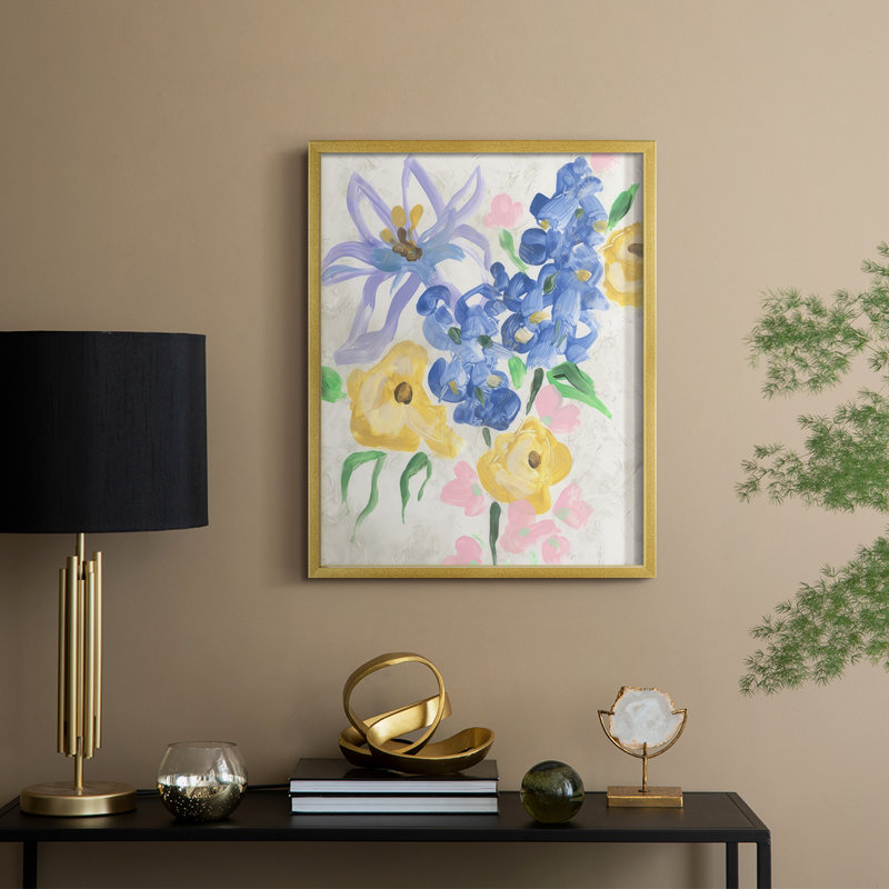 «Brush Blossoms II», reproduction encadrée - bois massif, H 21 po x l 17 po, Doré