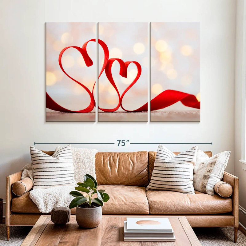 Lelend Valentine Ribbon Hearts, 42" H x 65" W